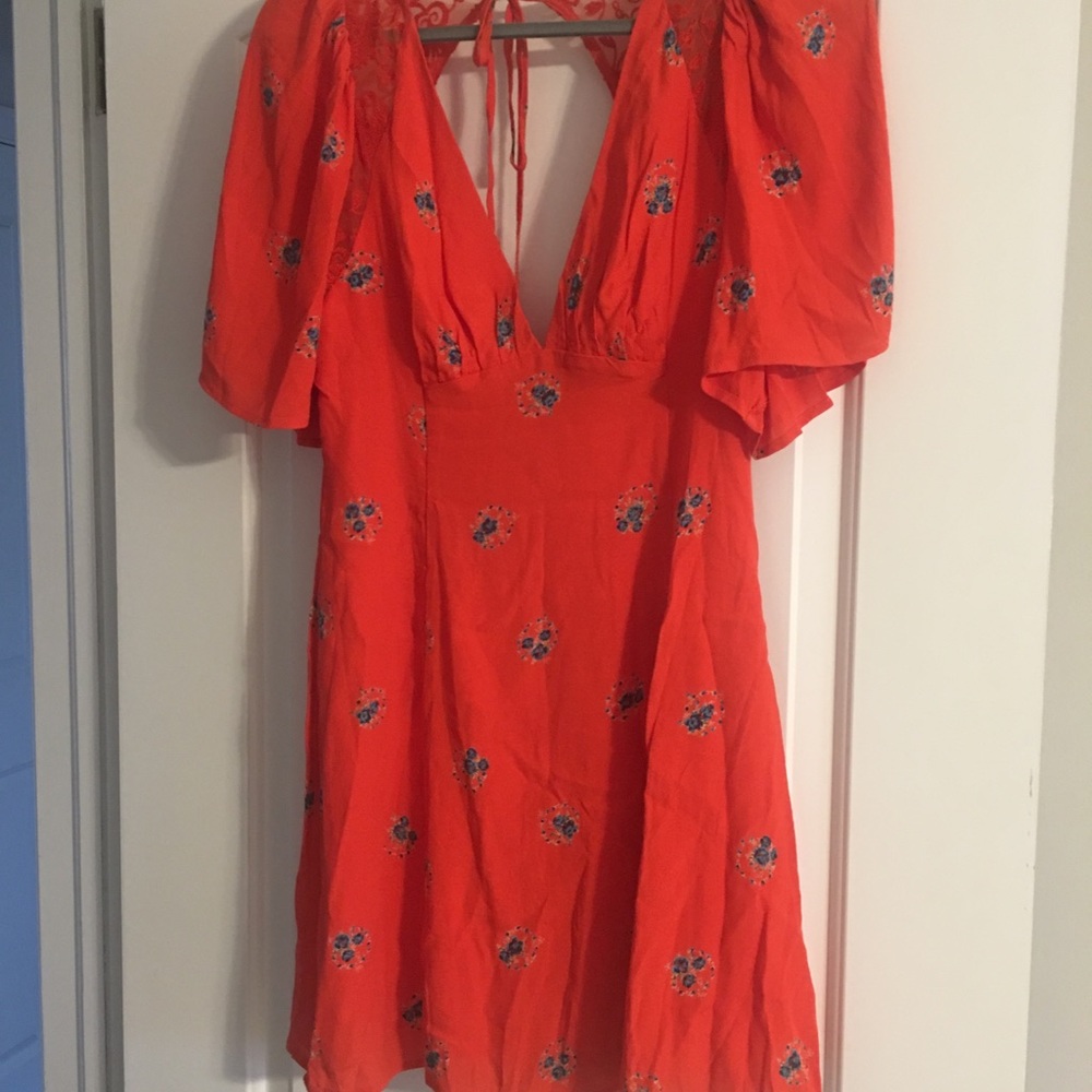 Free People Orange Floral Dress